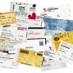 London, UK - January 30, 2014: Illustrative editiorial set of vintage concert tickets including Pink Floyd, Leonard Cohen, Einstuerzende Neubauten, Depeche Mode, Ivano Fossati, John Cale, Birtwistle, Maxwell Davies, Sakamoto, The Cure, Battiato and many other pop rock and classical artists